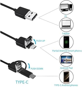Endoscope Snake Camera for Phone, Type-C Inspection Camera with Light,Drain Camera,Borescope Inspection Camera,Engine Compartment&Transmission Inspection,Drain Inspection Camera(1M Flexible Wire)