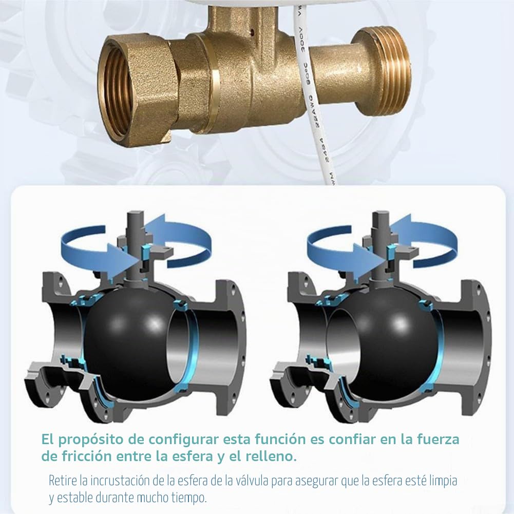 Válvula de bola eléctrica inalámbrica, Válvula de agua WiFi inteligente, Control inalámbrico de agua y gas válvula de cierre para tuberías DN15/20/25, temporizador y alarma (-EU-DN25)