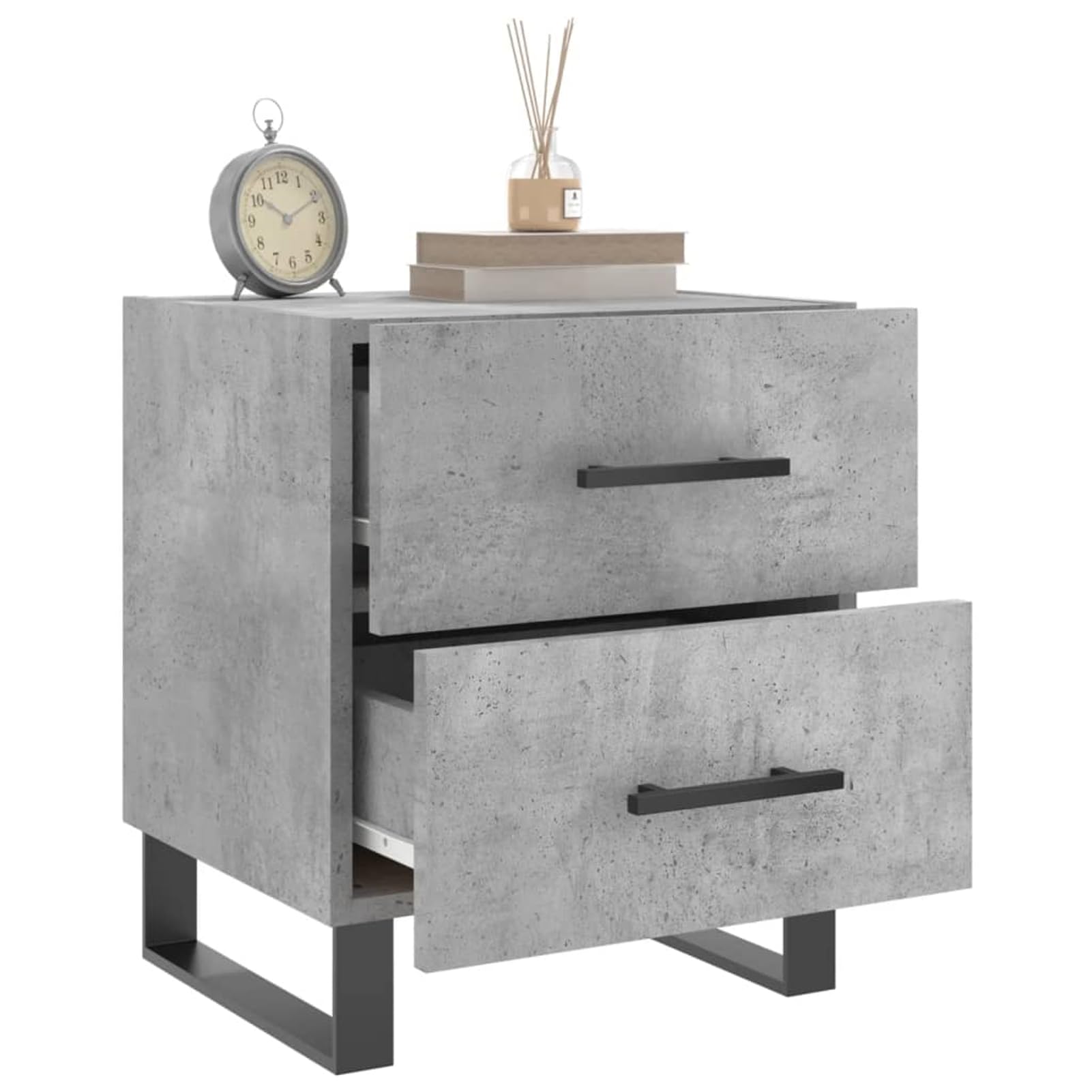 Homgoday Comodino Grigio Cemento 40x35x47,5 cm in Legno Multistrato