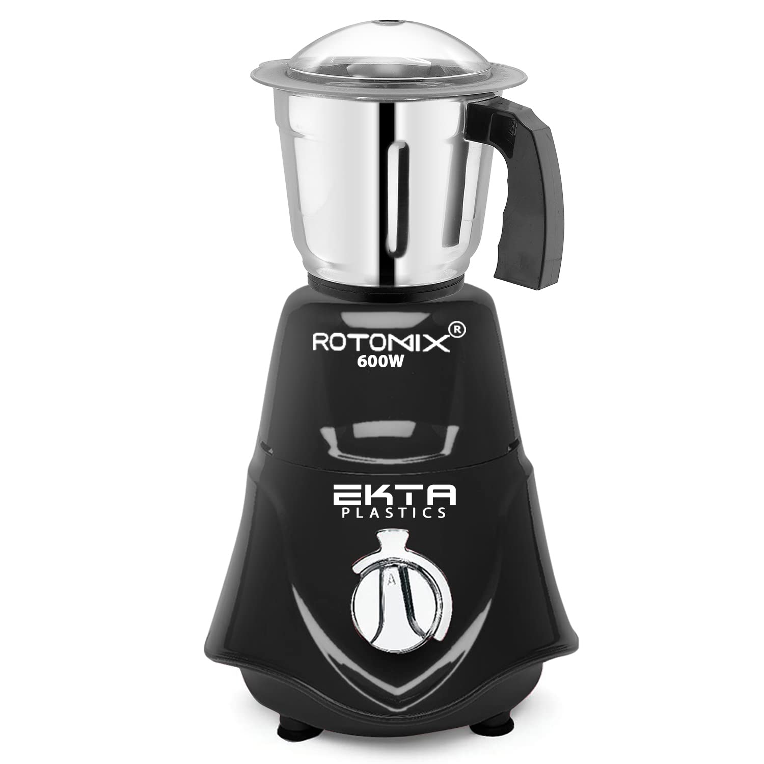 Rotomix 600-watts Rocket Mixer Grinder with Stainless Steel Medium Jar (700 ML) EPA133, Black