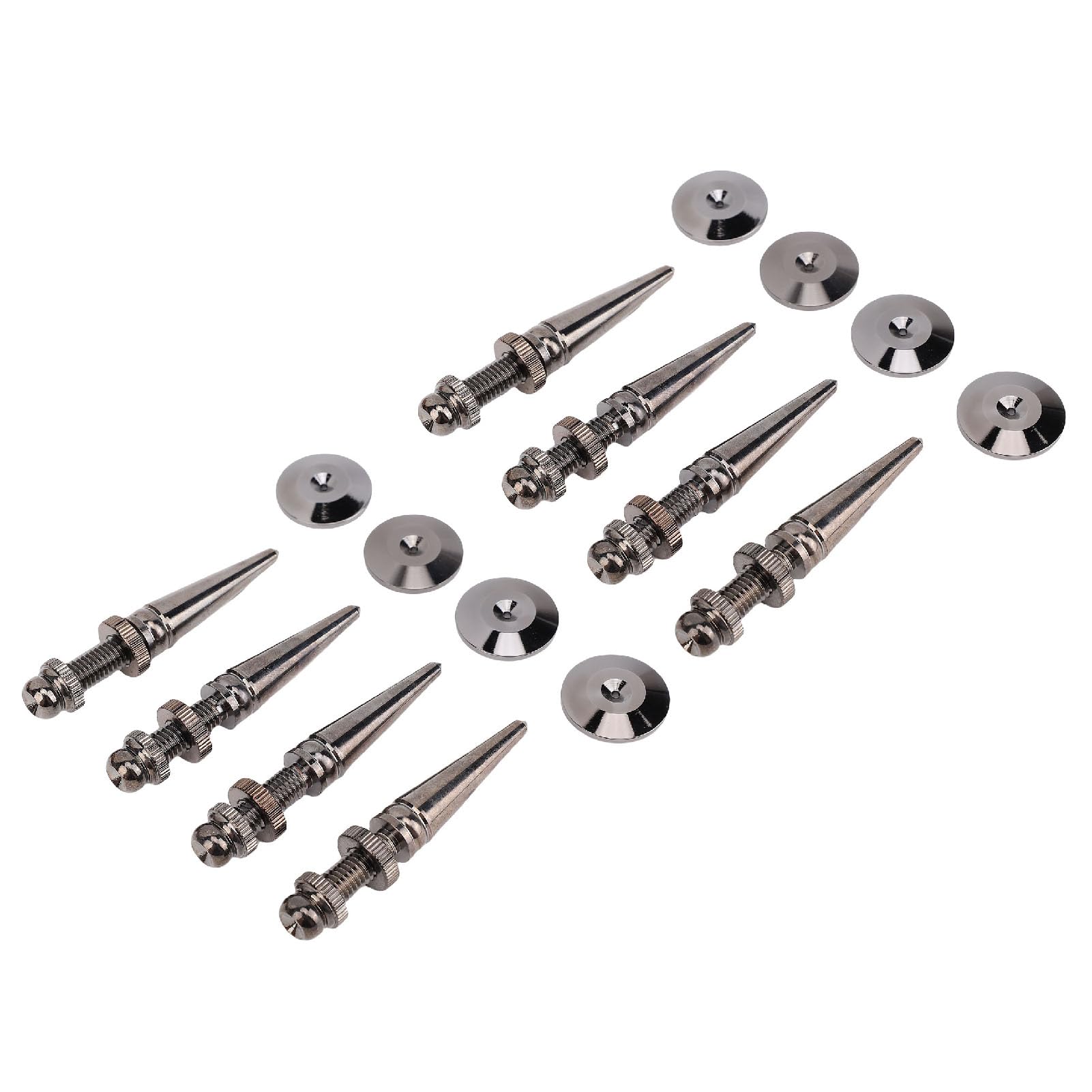 Bewinner Punte Isolanti per Altoparlanti in Rame, Confezione da 8 con Cuscinetti di Base, Supporto per Punte per Altoparlanti Ad Altezza Regolabile per Amplificatori, Subwoofer, Giradischi, Lettori
