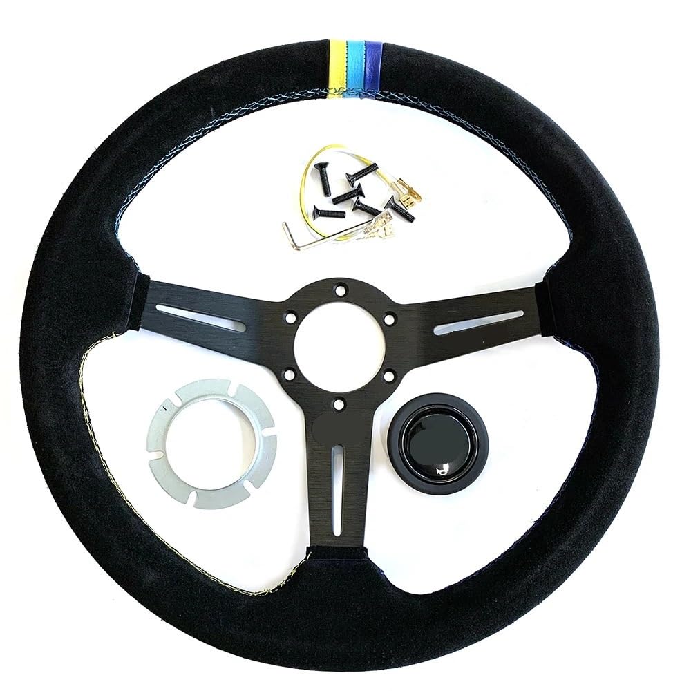Volante da Corsa Universale,Volante Sportivo Volante for auto in pelle scamosciata corsa modificato
