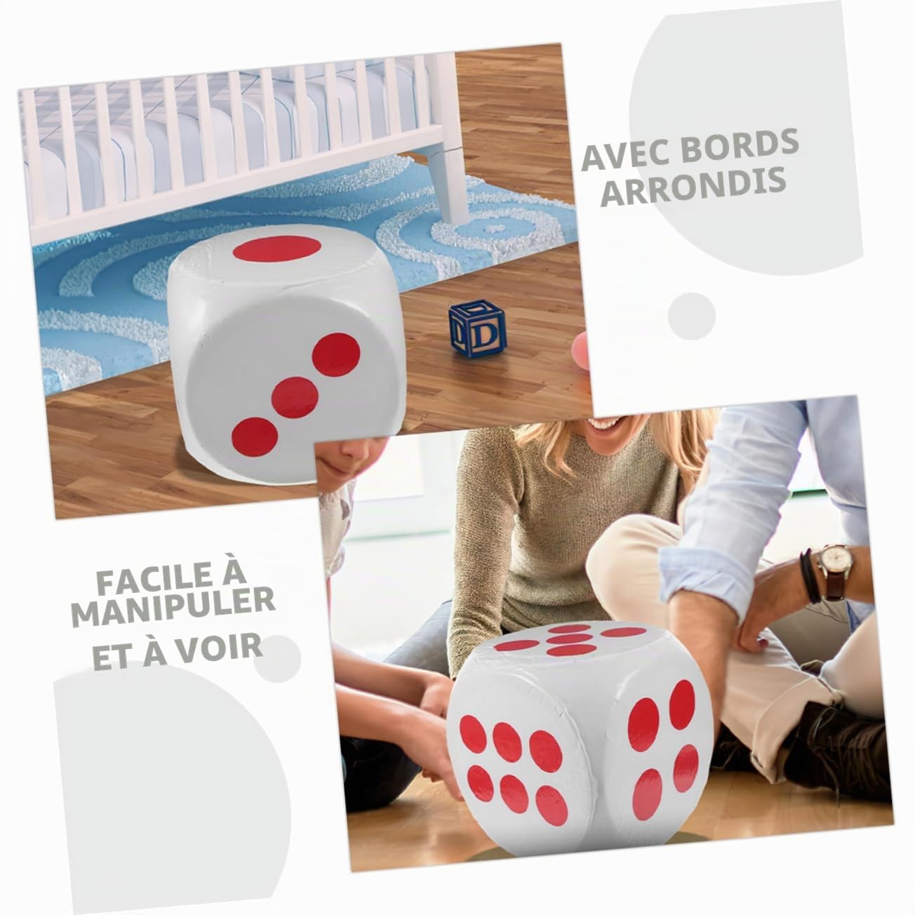 Toyvian Dé Extra Large en Mousse Blanc, Bords Arrondis, Sûr et Portable, pour Jeux de Table, Classe et Apprentissage des Mathématiques