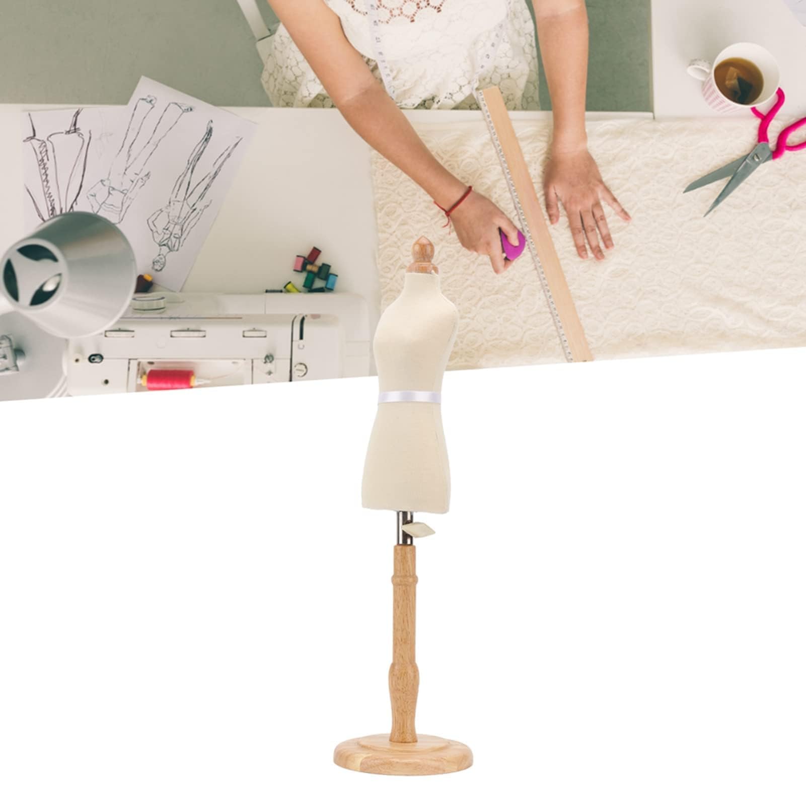 Forma de Vestido Femenino, Formas de Vestido de Torso de maniquí Forma de Vestido de Costura Duradera de Madera de Haya Profesional con Base de Madera para exhibición de joyería de, maniqui Costura