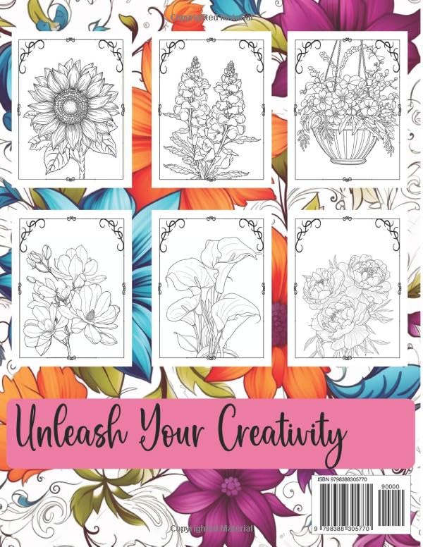 Miniatura 2 de Botanical Beauty Flowers Adult Coloring Book - Features Elegant Floral Designs and Inspirational Descriptions - Perfect for Mindful Relaxation
