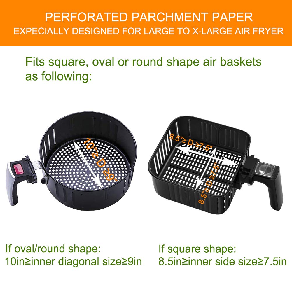 Air Fryer Parchment Paper, Set of 100, 7.5 inch Square Air Fryer