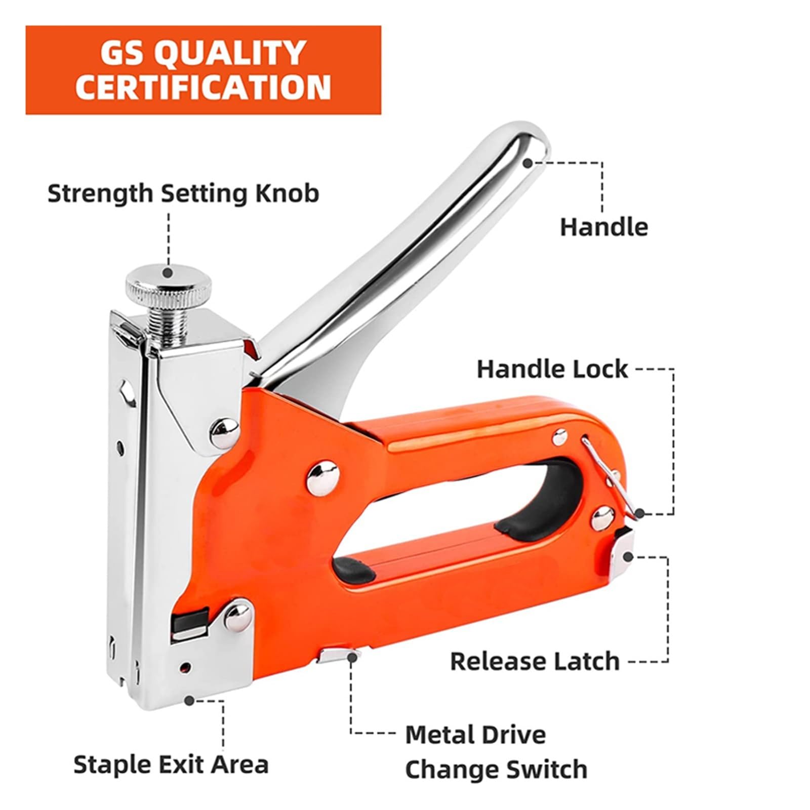 Pistola cucitrice 3 in 1 con 600 graffette, pistola cucitrice manuale con regolazione della potenza della chiodatrice for legno, artigianato, falegnameria, decorazione fai da te(A-With Nail puller)