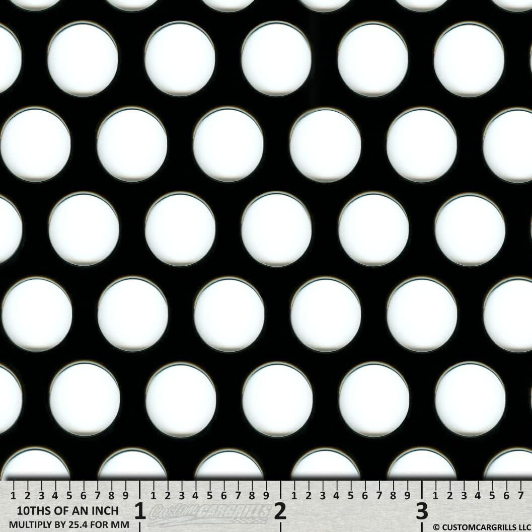 customcargrills 6"x36" Perforated XXL Grill Mesh Sheet - Gloss Black - Shipped Flat, 1/2 inch circle hole opening, 0.065" thick Aluminum, powder coated, Made in USA