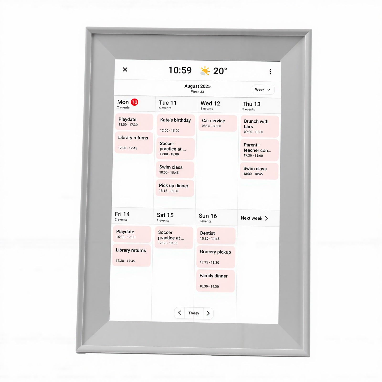 Calendario Digitale da 10,1 Pollici Smart Home Planner HD Touch Screen Organizzatore Elettronico per la Famiglia con Sincronizzazione WiFi e Album per L'home Office