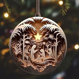 MeevrgR 2025 Collectible Ornament With Acrylic Stained Glass Style For Holiday Tree And Seasonal Display(F and F)