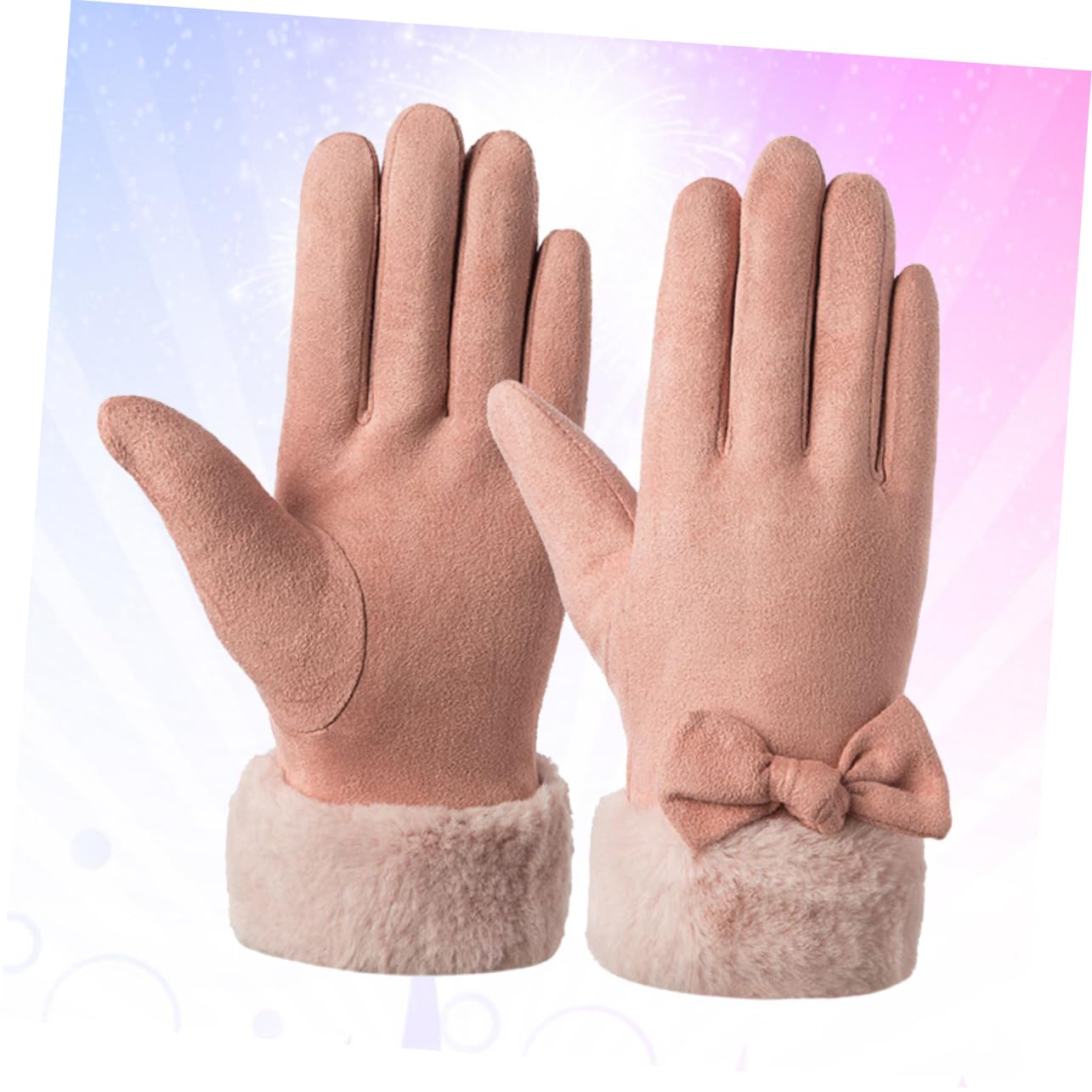 LIFKOME 3pares Guantes De Mujer Pantalla Táctil Guantes De Invierno Cálidos Lazo De Accesorios De Moda Color Rosa Para Actividades y