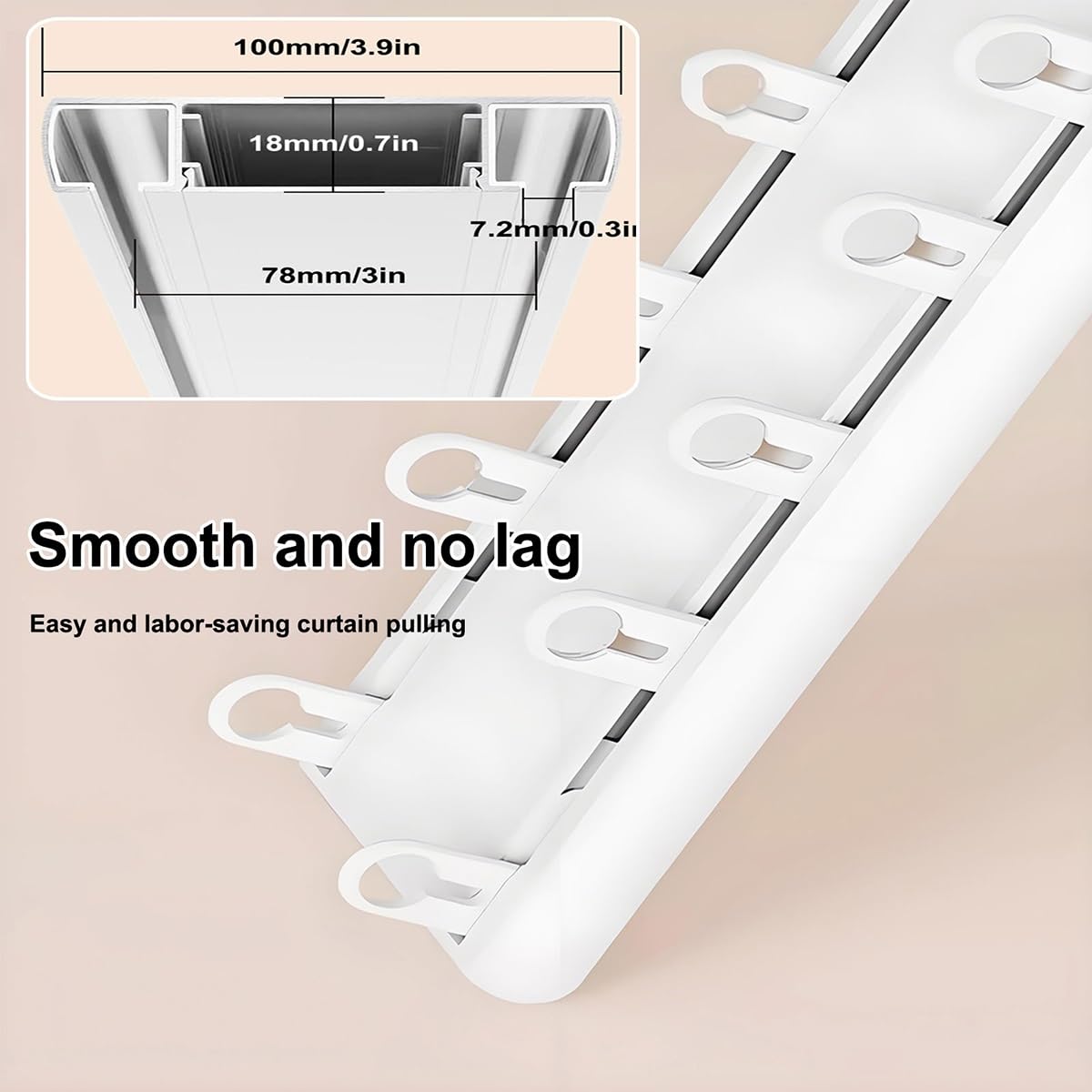 Aluminiowy drążek sufitowy, 2-warstwowy cichy drążek do szpitali i biur, regulowany 0,6-6,8 m, szary, 1,4 m - wszechstronny i