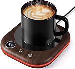 Coffee Mug Warmer Smart Cup Warmer for Desk, Upgrade Coffee Warmer with LED Light, 3 Temperature Control and Auto Shut Off Electric Beverage Warmer for Heating Coffee Milk Tea and Hot Chocolate(Wood)