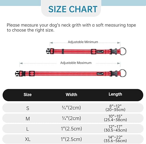 Miniatura 2 de EXCELLENT ELITE SPANKER Collar reflectante para perro, clásico collar ajustable de nailon transpirable para mascotas con hebilla de liberación