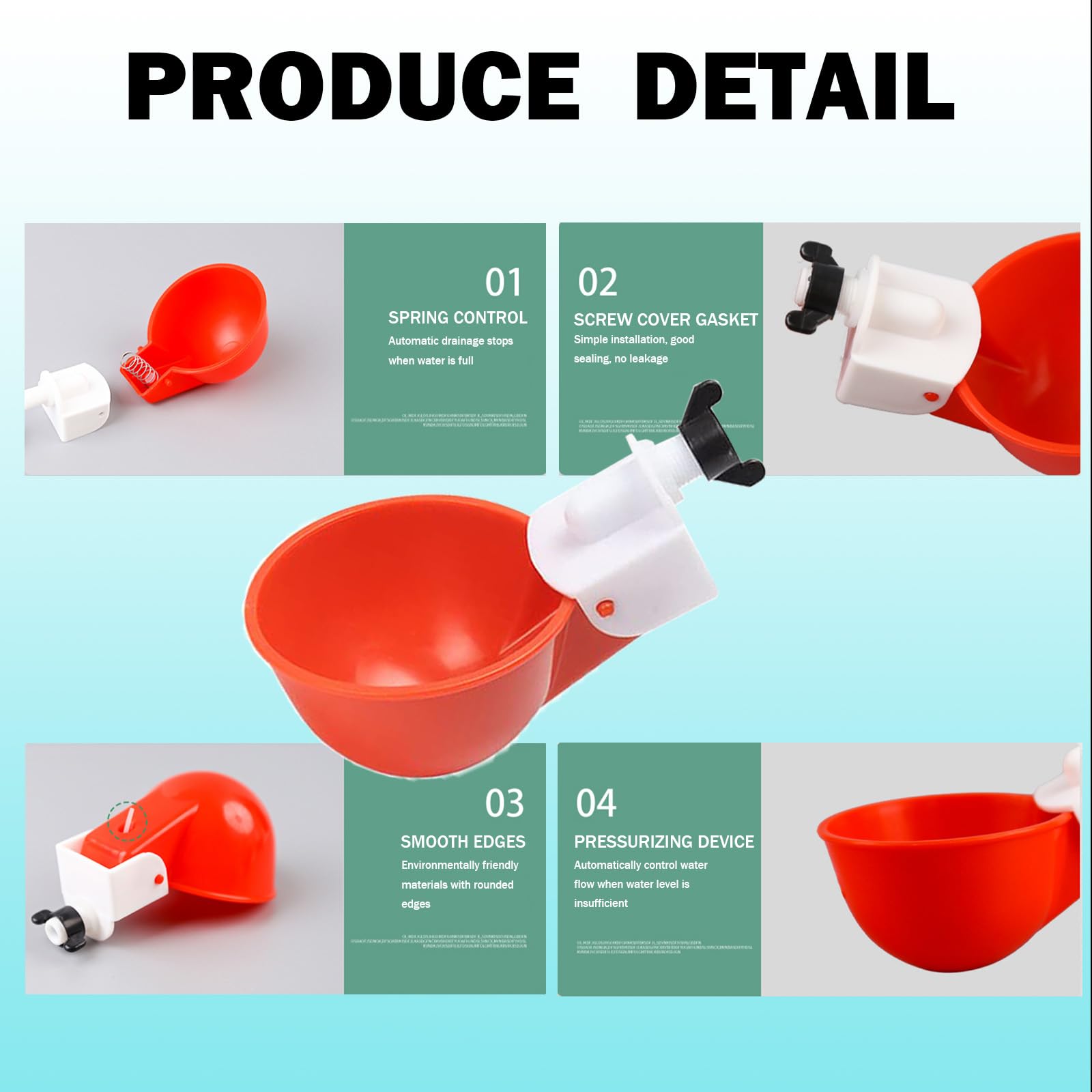 5 Piezas Bebedero gallinas,Bebedero gallinas automatico,comedero,para Pollos con Taladro,para Pato,Ganso,turquía,Paloma, DIY Agua para Pollos automática Kit