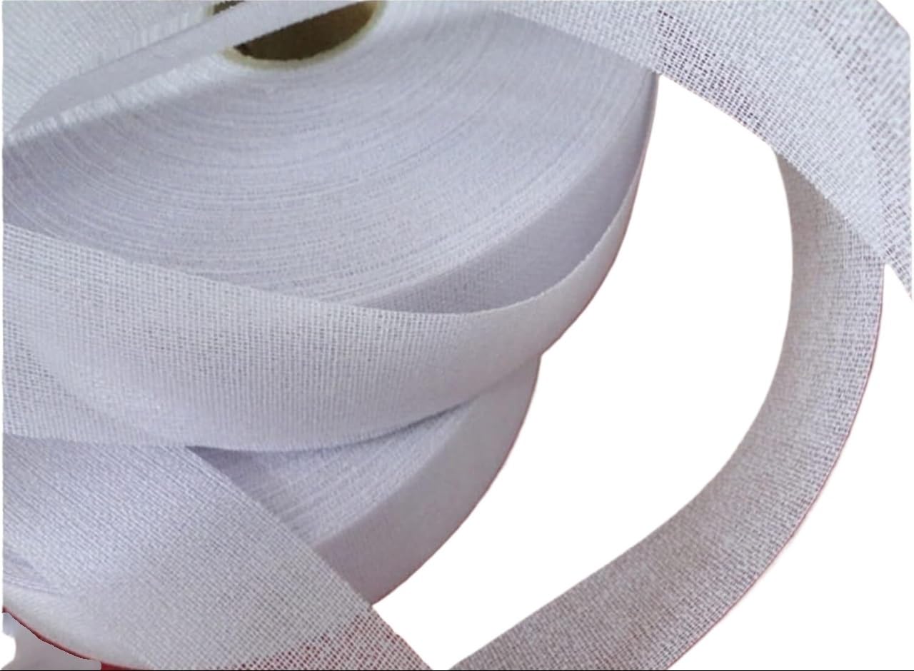 Entretela fusible Tela Riel Plancha Entretela adhesiva for planchar, forro tejido fusible, tela for coser con plancha, forro de tela de retales for Garemets, sin elasticidad(White,3.5cm)