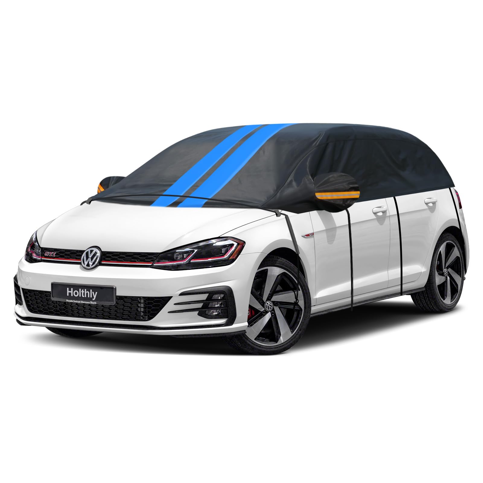 Demi Bache Exterieur,Demi Housse de Protection Voiture Exterieur Toute Saison,Bache mi Couvrante Voiture Contre Pluie Soleil Neige.Poussière pour citadine Jusqu'à 450 cm, H1