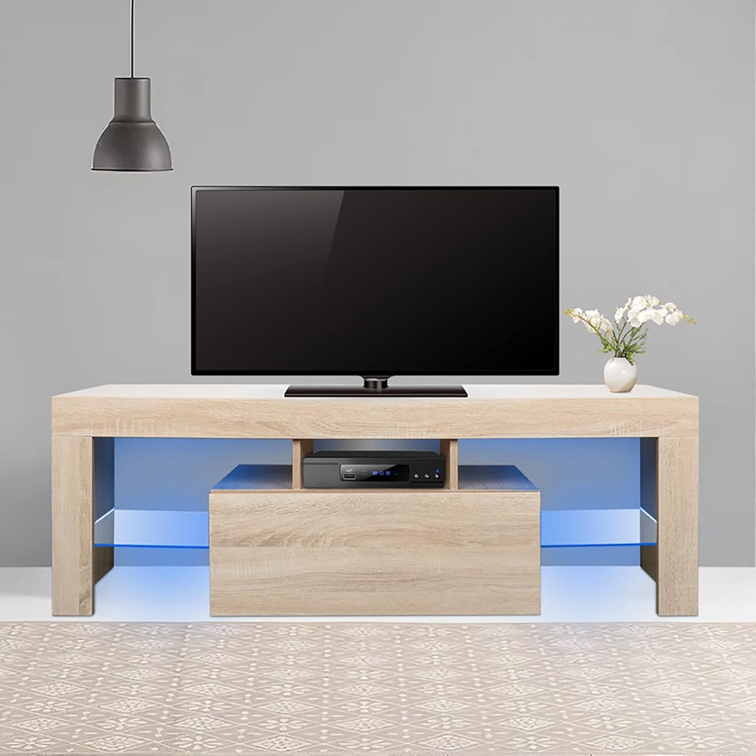 51.2" Modern LED TV Stand, Entertainment Center Console