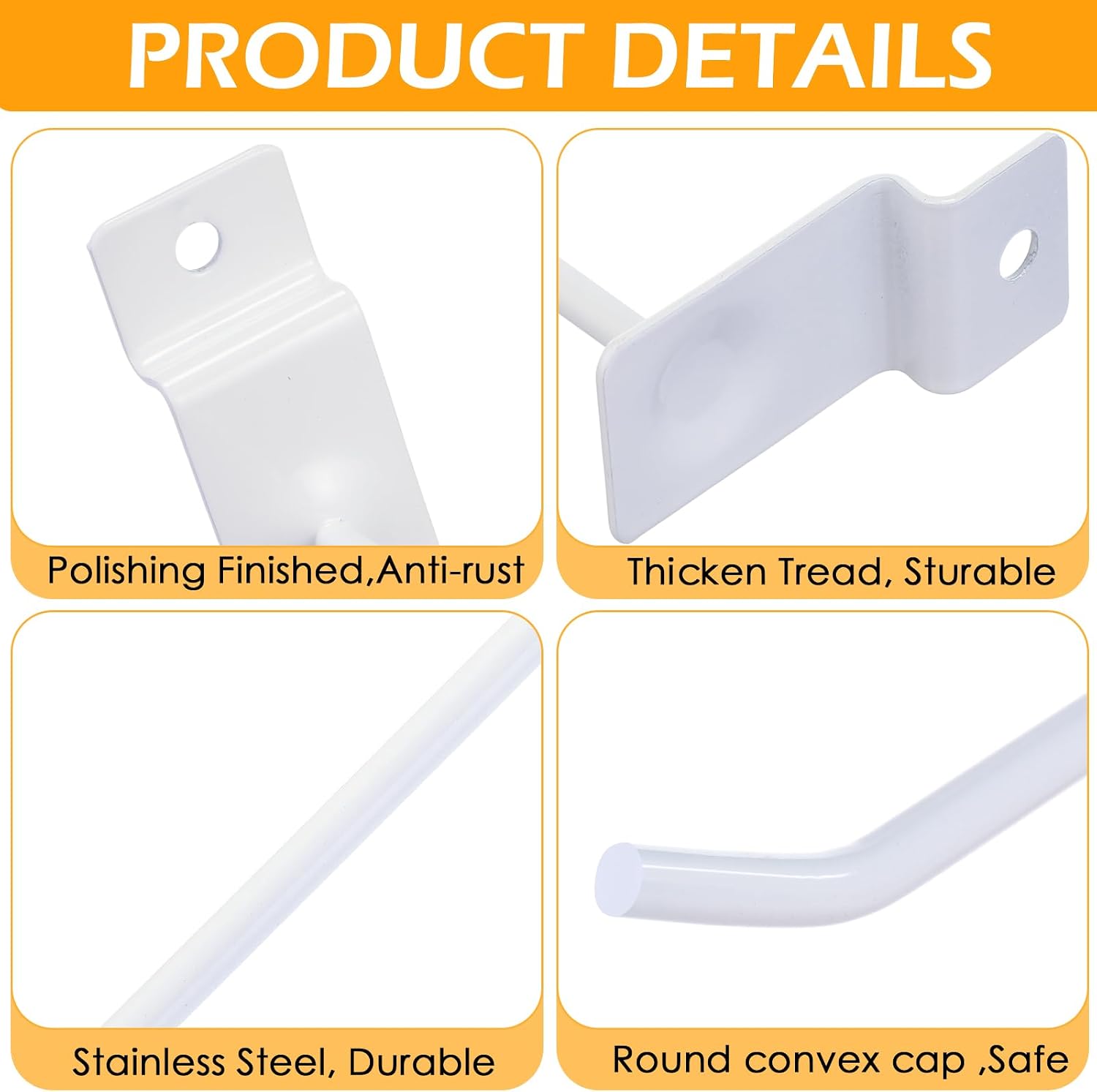 Moxweyeni 100 Pack Slatwall Hooks for Retail Garage Metal,5.9 Inch,White image 3