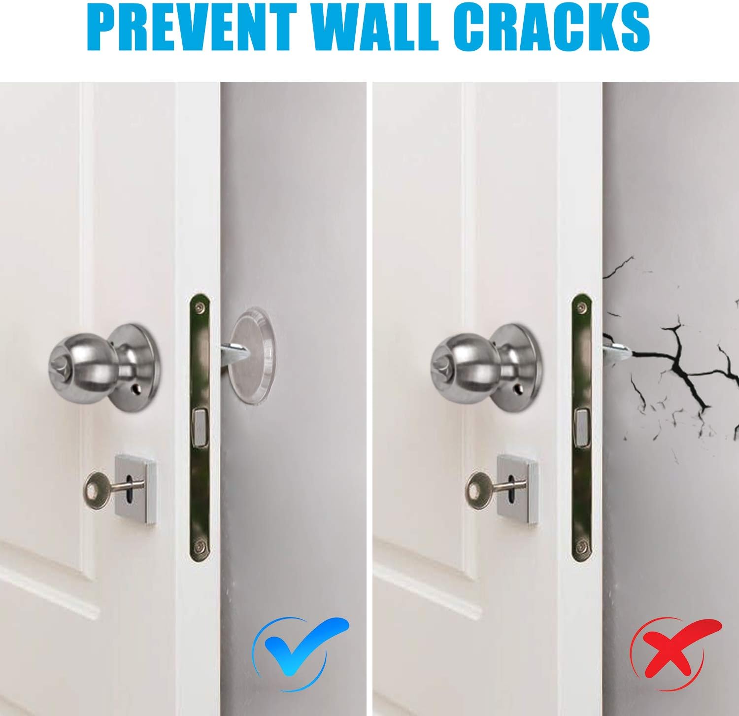 6-Pack Silicone Door Stopper Wall Protectors - Self Adhesive Knob Guards For Doors & Furniture