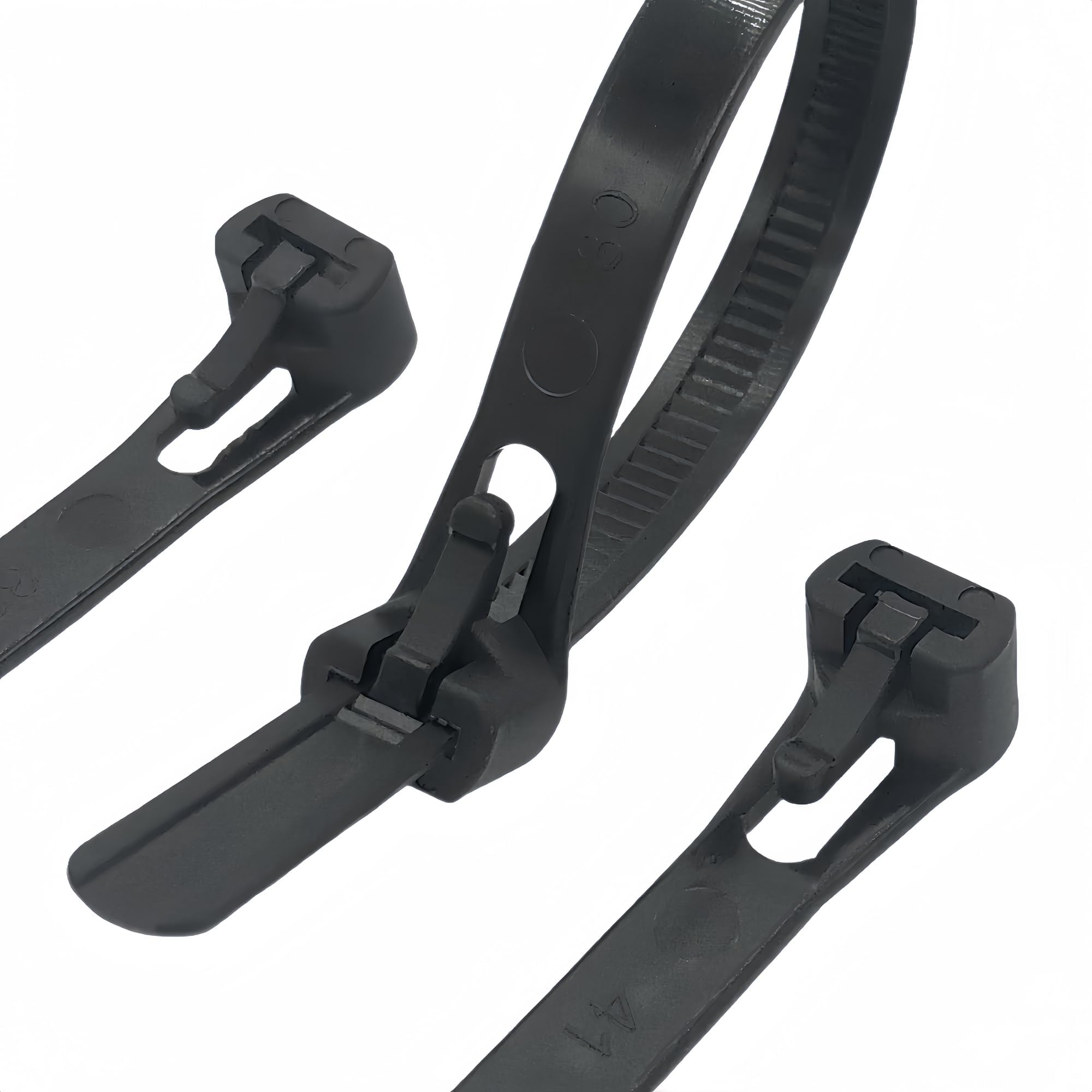 HOTUN 100 Pcs Reusable Releasable Adjustable Nylon Cable Zip Ties(8 Inch,Black)