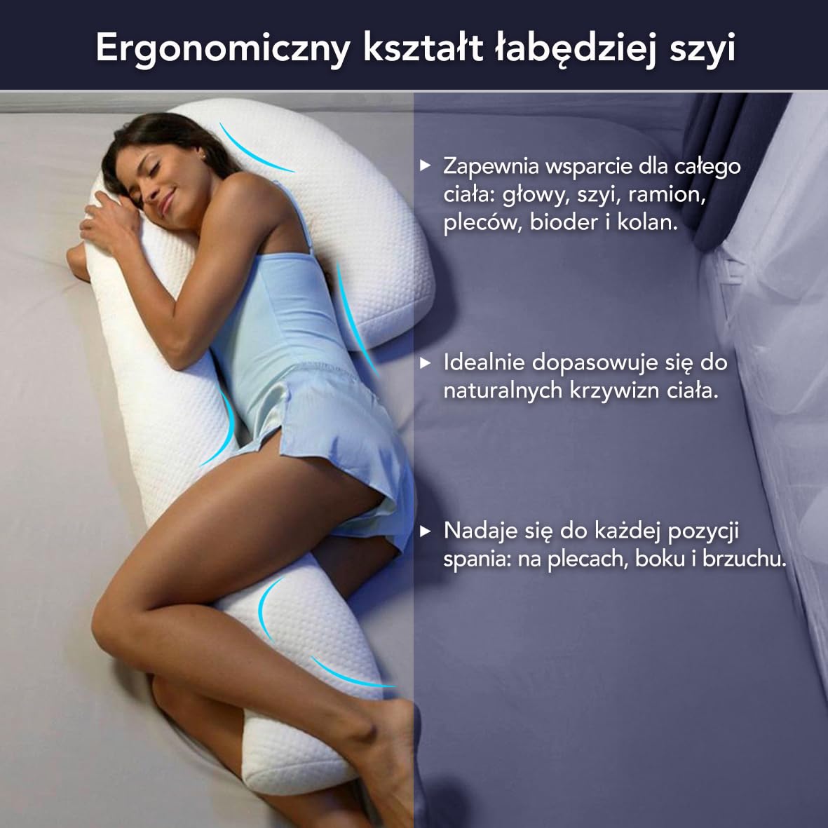Poduszka Ciążowa z Podparciem dla Całego Ciała - Ergonomiczna Poduszka Podpierająca Oddychający Materiał - Ortopedyczna Poduszka Można Prać - XL 132 x 63,5 x 15 cm