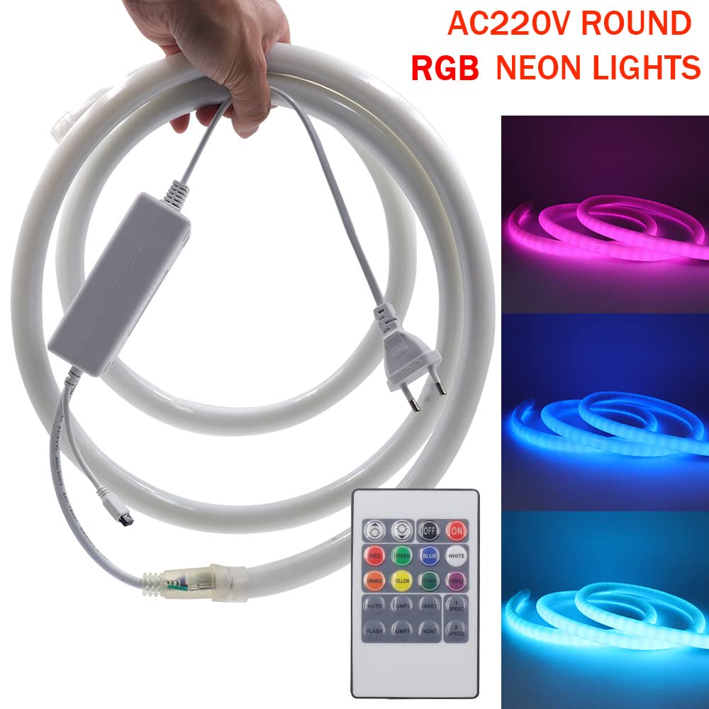RGB Neon LED Streifen, 360° illumination Wasserdicht Diffusion Silikon Flexibel LED Lichtband Neon Schlauch für Innen Aussenbereich Heim DIY Festival Deko (14M)