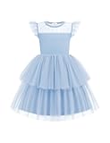 Toddler Girls Tutu Sundress Ruffle Sleeve Double Fluffy Tiered Tulle Summer Dresses for Kids 2-8Y