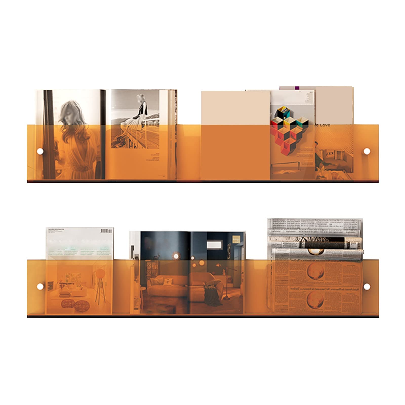 ASerZenith Hanging Magazine Rack, Wall Mounted Acrylic Flyer Brochure Newspaper Rack, for Waiting Room/Office/Beauty Salon Display