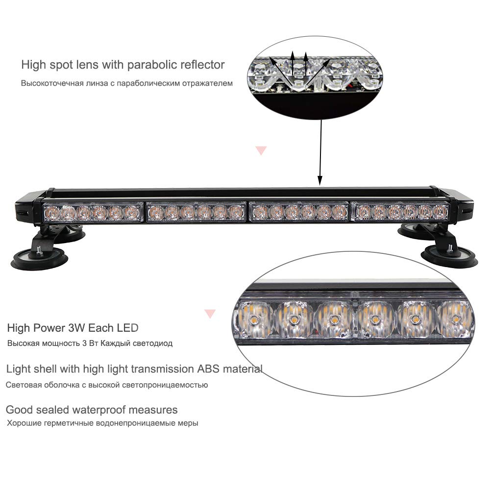 54LED la Emergencia de luz estroboscópica de 26 Pulgadas 162W Barra Superior de la azotea Aplicación de la Ley de Riesgos LED Parpadeante para Carro de Remolque del vehículo 12 / 24V