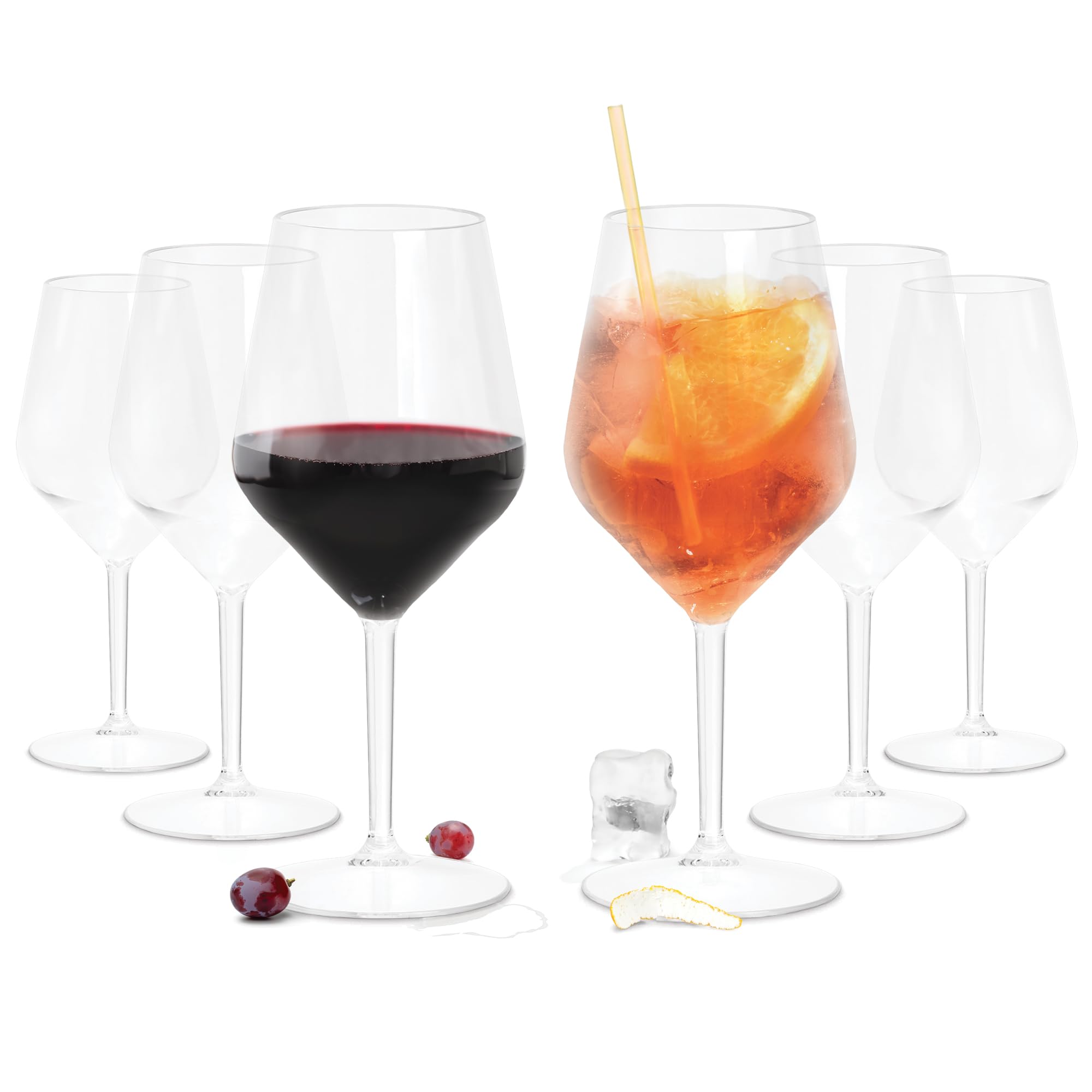 TUNDRA - 6 Copas Plastico Duro REUTILIZABLES para Vino y Cócteles | EVENT 47 cl. | IRROMPIBLES en Tritan® (Plástico Rígido) - Vasos de Plastico BPA Free y Aptas para Lavavajillas, Transparentes