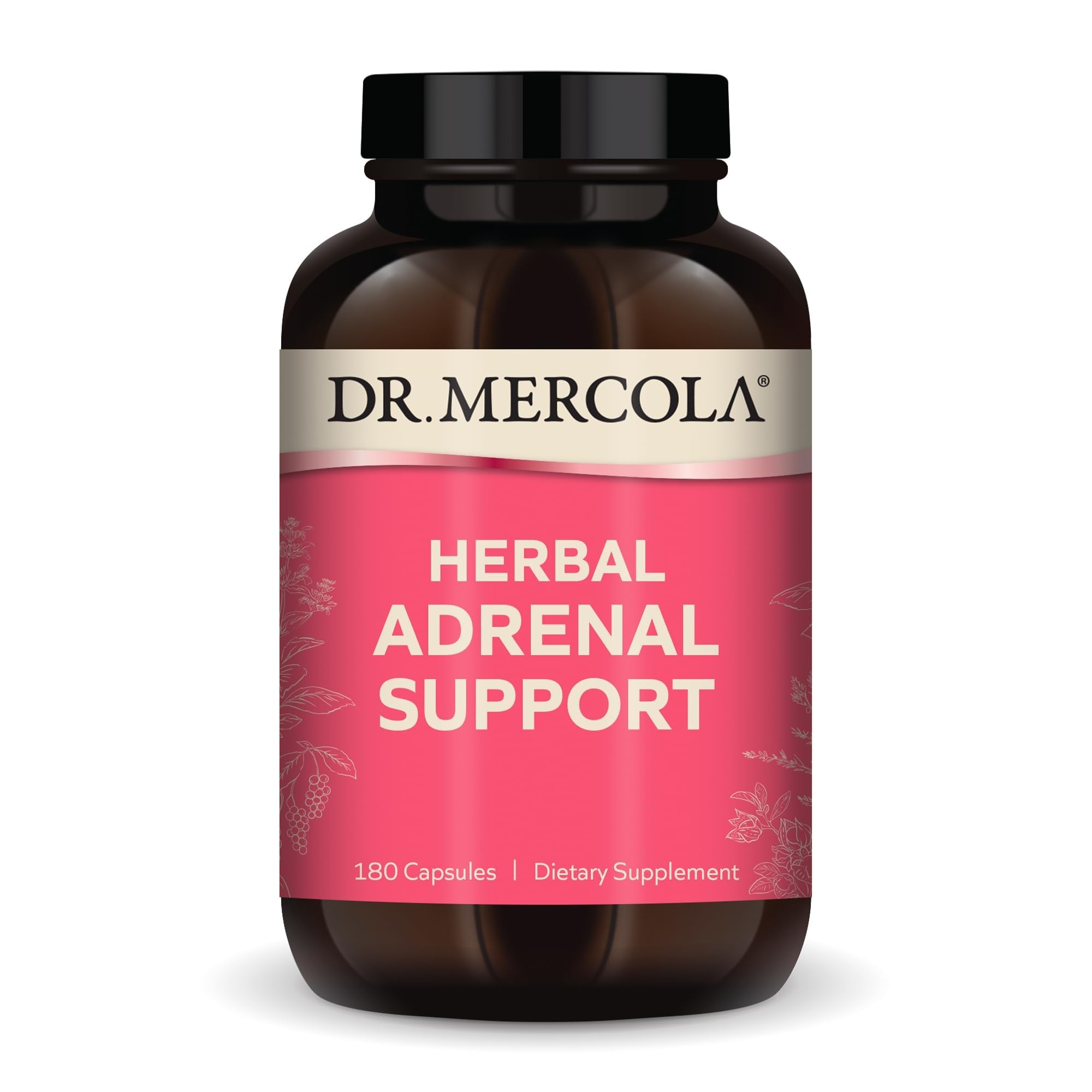 Dr. Mercola Herbal Adrenal Support, 180 Capsules (90 Servings) 180 Count (Pack of 1)