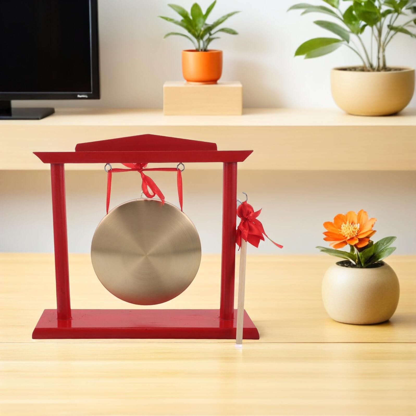 Gong en Bois D’ouverture avec Maillet et Support de Sol