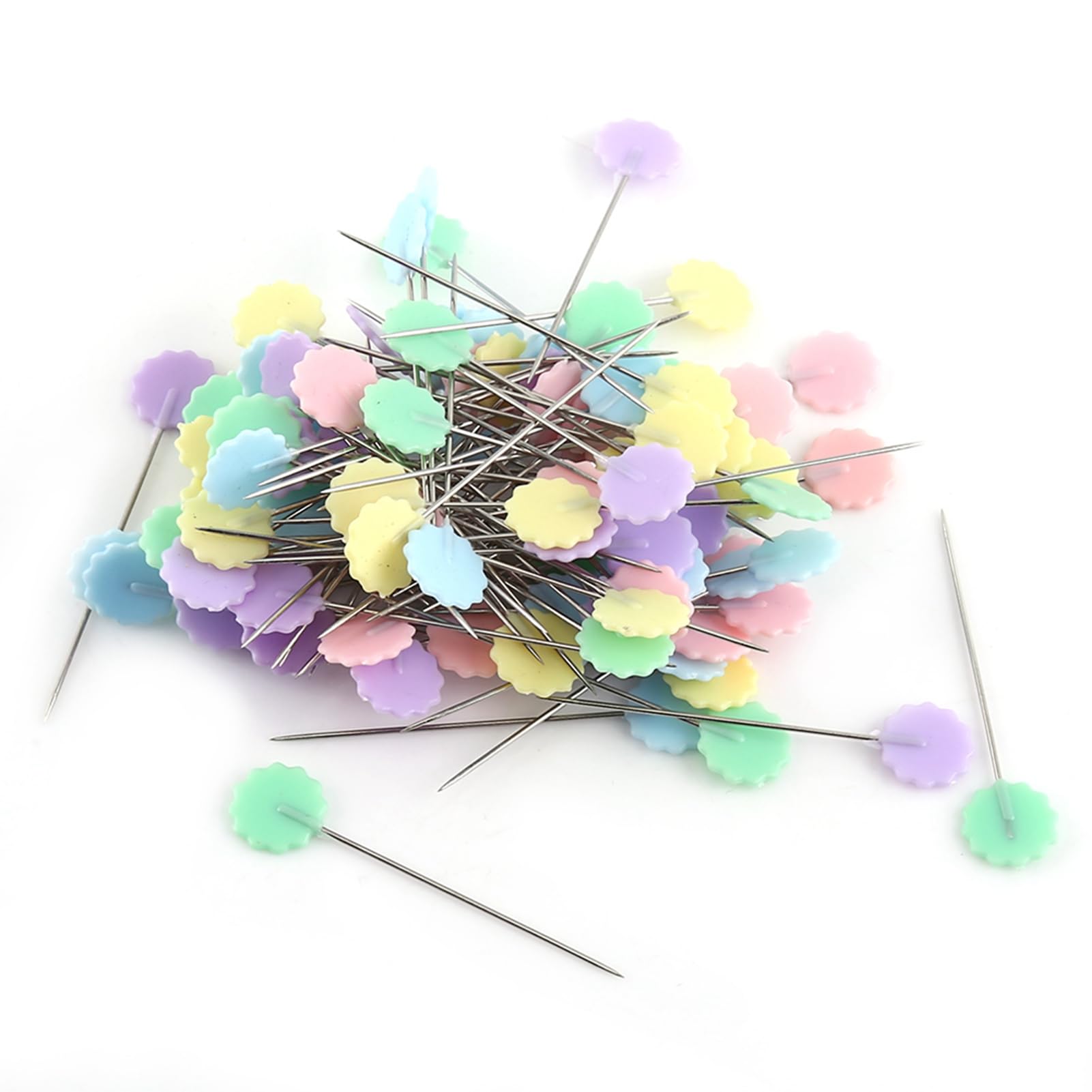 200PCS Flat Head Pins, Straight Pins Sewing Pins Sewing Pins with Colored Heads Quilting Pins Fabric Pins with a Storage Box for Sewing (Flower 2)