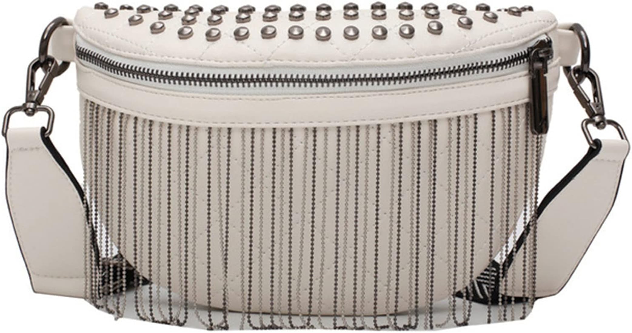 Amazon | パンクウエストポーチ リベット タッセル チェスト バッグ