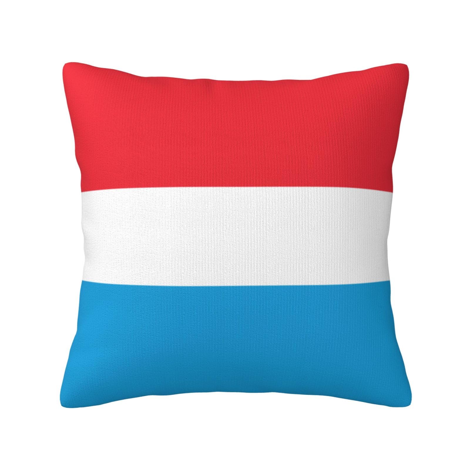 Flag of Luxembourg Print Decorative Throw Pillow Covers for Sofa, Outdoor and World Cup Celebrations