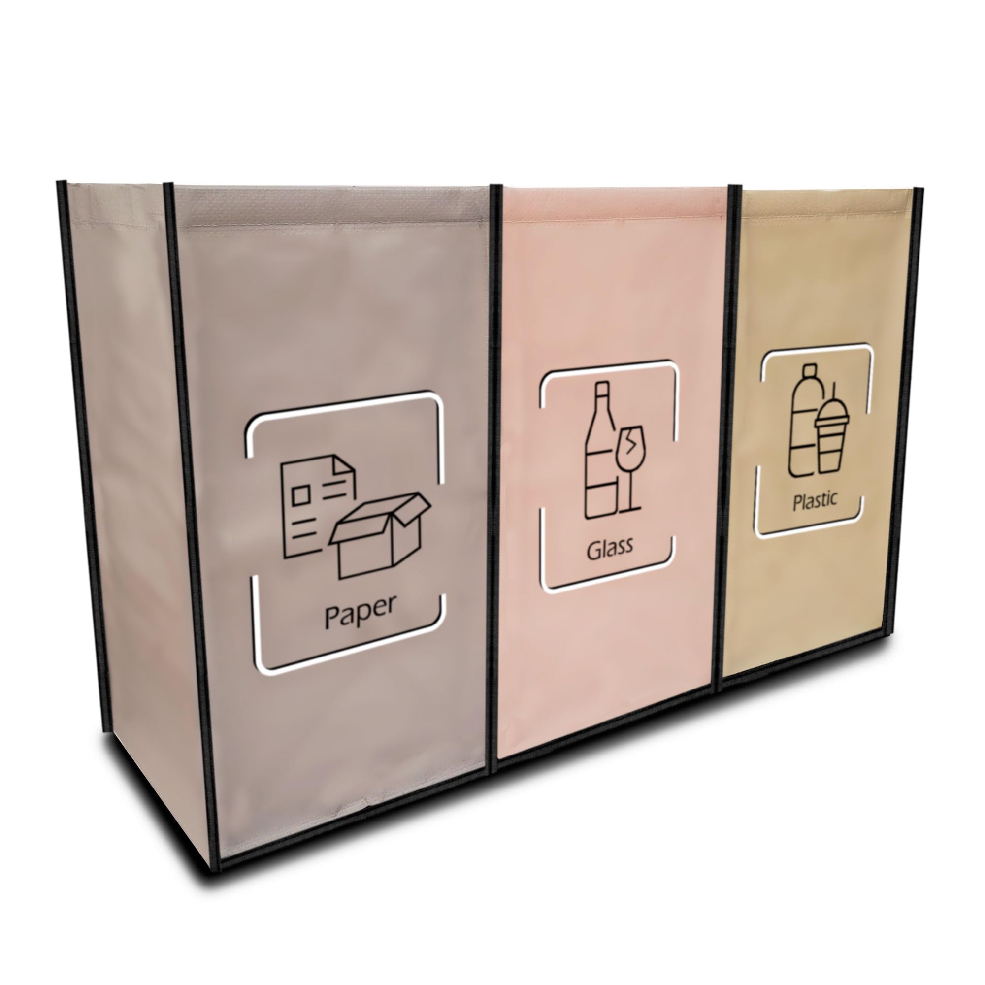 Poubelle Tri Selectif 3 Bac Black Edge - Recyclage Plastique Verre Papier