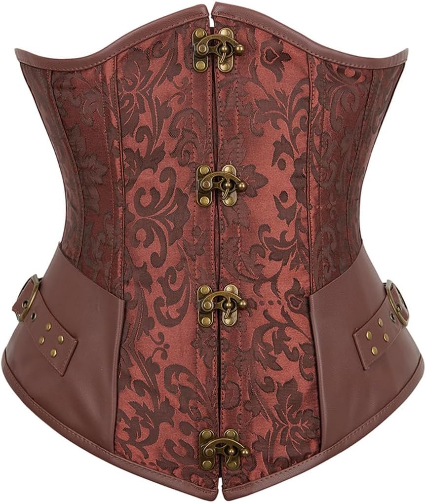 [Bciopll] 女性ゴシックコルセットドレス刺繍花コルセットトップブラウスレーススカートセットスリーピース