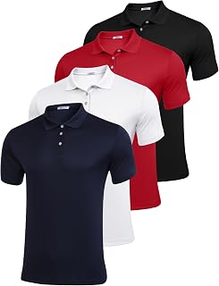 Pinspark Men's Golf Polo Shirts Quick Dry Short Sleeve Slim Fit Collared Polos for Summer Golf Casual Wear