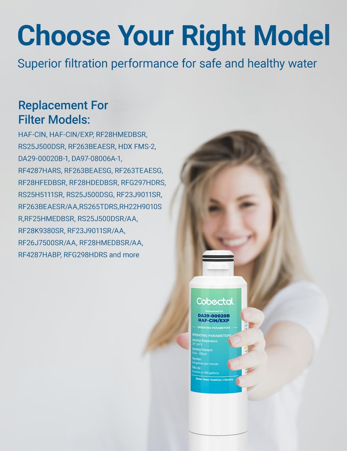 Cobectal DA29-00020B Water Filter Compatible with samsung HAF-CIN/EXP, DA29-00020A/B, DA29-00020B-1, 46-9101,RF263BEAESR, RF28HMEDBSR Water Filter,4 Filters
