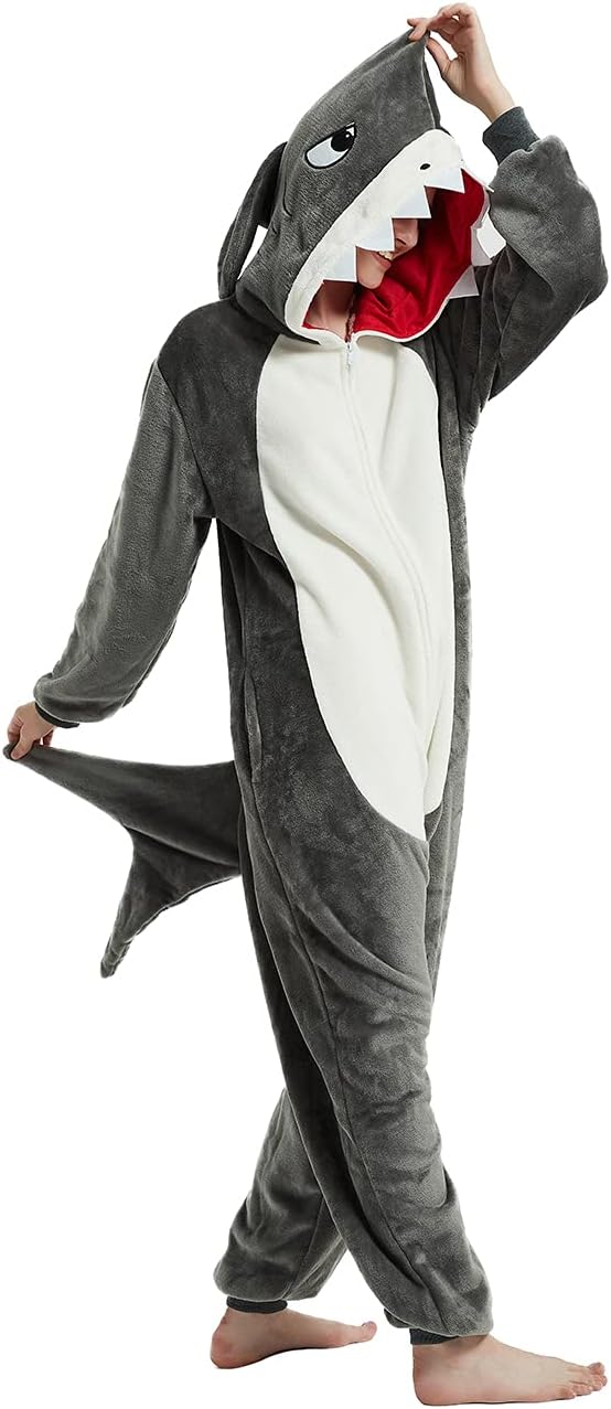 ABENCA Shark Onesie Adult Animal Costume Women Pajamas Plush Onepiece Cosplay Halloween Christmas - Image 2