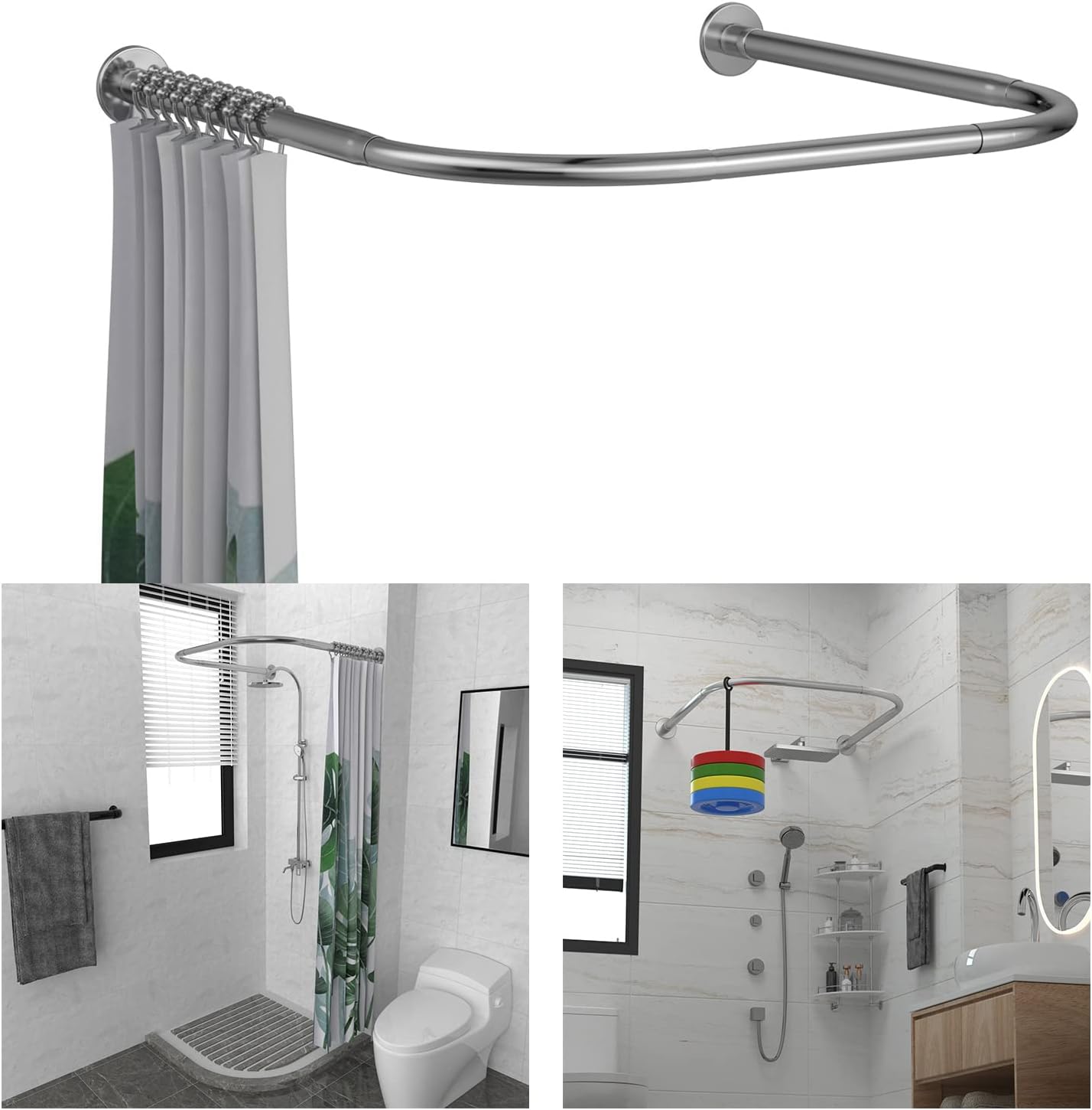 Tanxih U Shower Curtain Rod Adjustable Stainless Steel U Shaped Rack ...