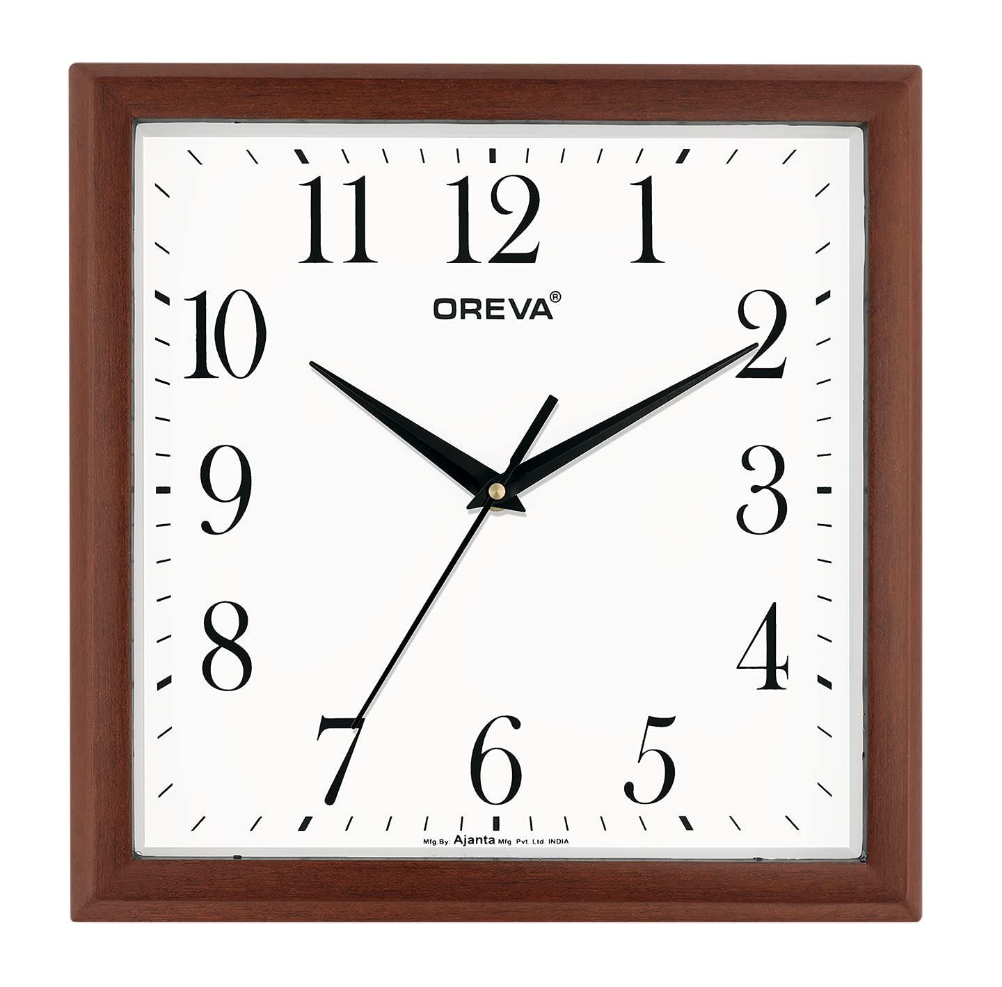 OREVA Plastic Sqaure Shape Simple Wall Clock (27.5 x 4.3 x 27.5 cm, D Wood, AQ-6417)