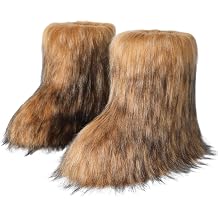 Womens Faux Fur Boots Size 9 - Mid-Calf Winter Snow Boots with Fluffy Lining, Y2K Fashion Warm Shoes for Women