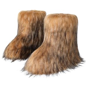Womens Faux Fur Boots Size 9 - Mid-Calf Winter Snow Boots with Fluffy Lining Y2K Fashion Warm Shoes
