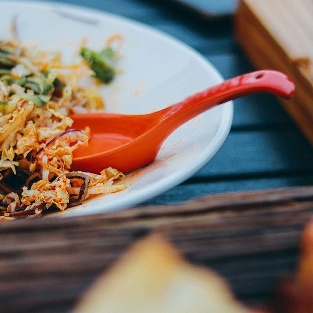 Spoons Soup Spoon Set Chinese Style Porcelain Soup Spoon 2-piece Set Household Spoon Tableware Soup Spoon Length 5.5 Inches Soup Spoons (Color : A) (D)