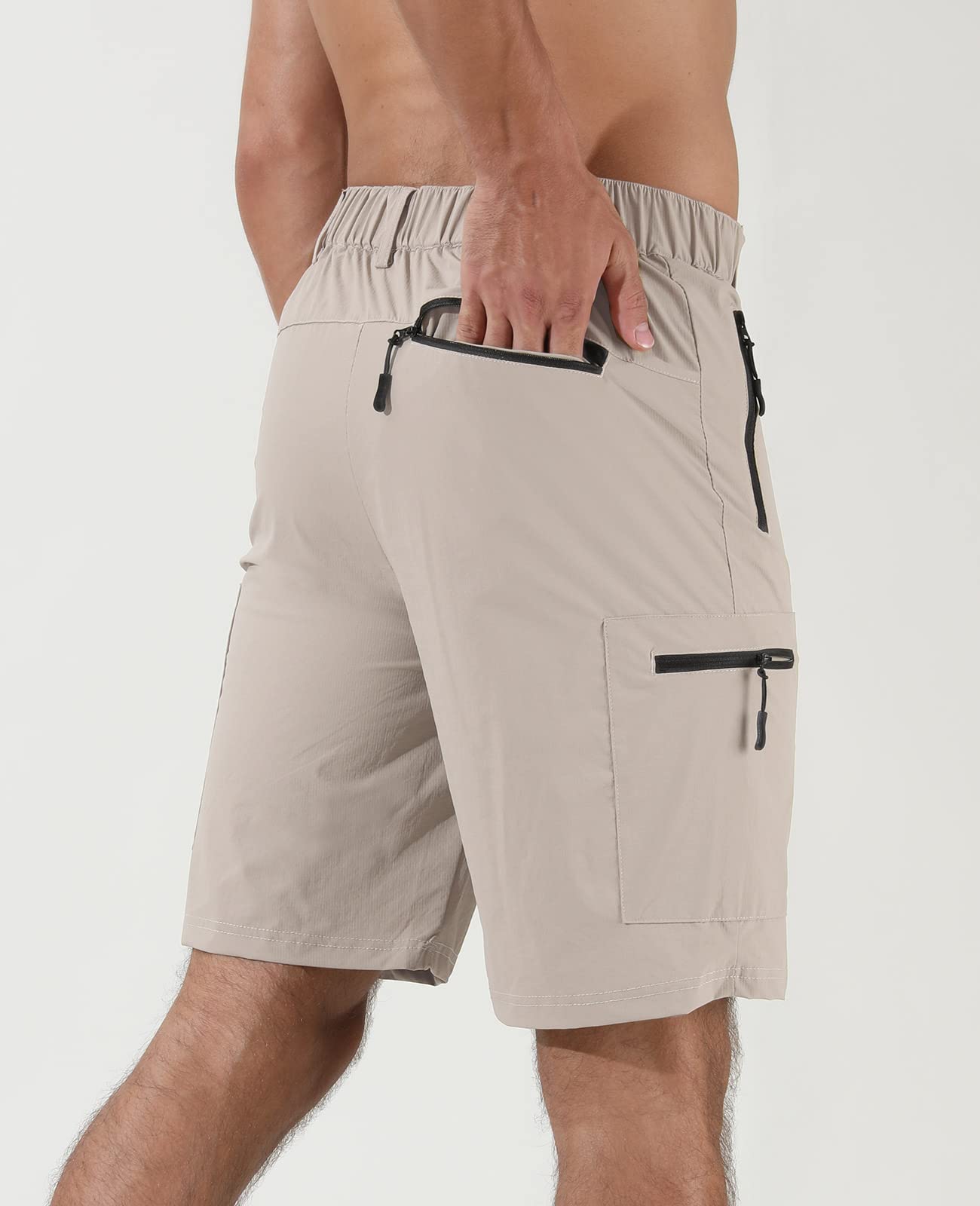 Suwangi Męskie szorty turystyczne cargo outdoorowe lekkie szybkoschnące szorty golf spacery wspinaczka wędkarstwo krótkie z kieszeniami na zamek błyskawiczny