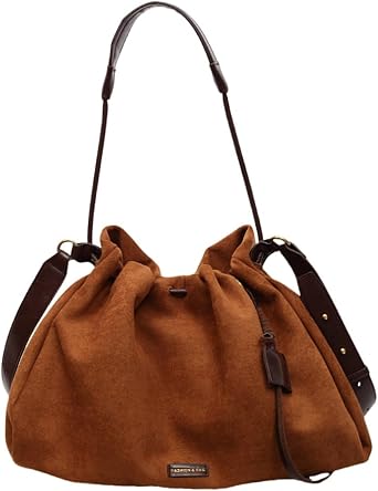 Trendy Suede Crescent Satchels Tote Slouchy Shoulder Handbags Designer Hobo Purses for Women Fall Fashion