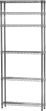 Shelving Inc. 8" d x 36" w x 72" h Chrome Wire Shelving with 6 Tier Shelves, Weight Capacity 800lbs Per Shelf