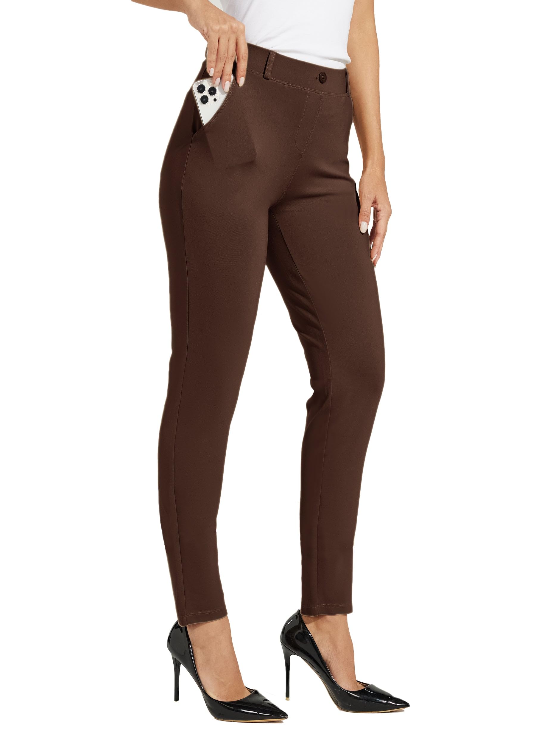 Willit Women's Yoga Dress Pants Skinny Work Slacks Leggings Slim Fit Stretch Office Casual Pants Pockets 27"/28"/29"/30"